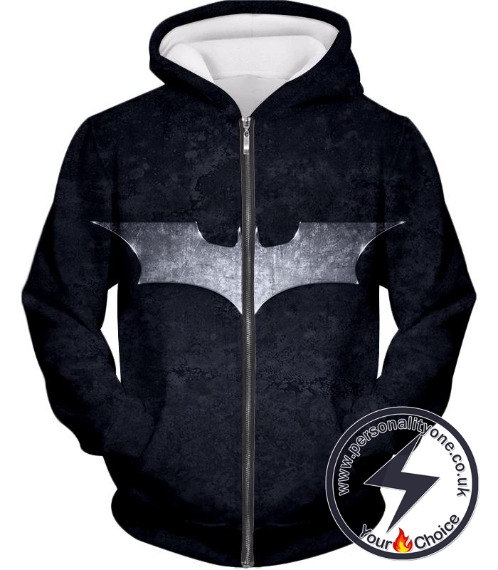 Best Batman Logo Promo Awesome Black Textured Zip Up Hoodie